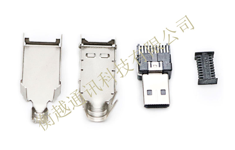 HDMI D Type 插头带马口铁配线夹