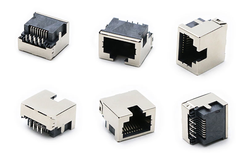 RJ45 SMT 8P8C 黑色胶芯 沉板3.0mm